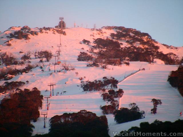 This morning's red sky reflected on Crackenback at dawn