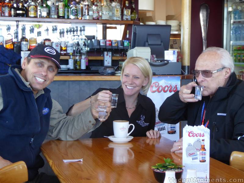 Steve & Sara toast Tommy's 88th birthday at Eagles Nest Restaurant<BR>just before we all broke into song