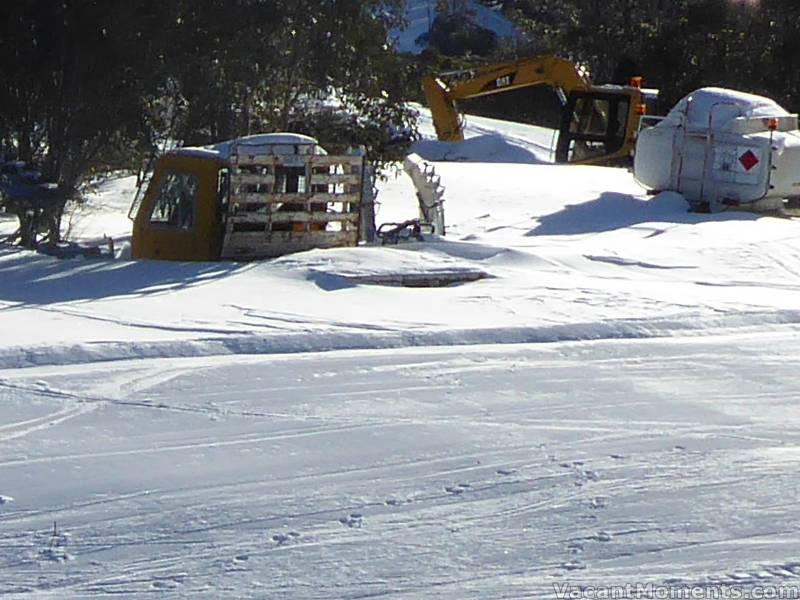 The Meadows snow depth indicator - so deep they're grooming behind it