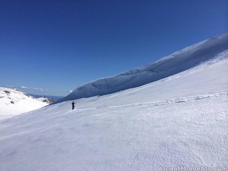 Photo of Peter below the cornice - taken by Helene 