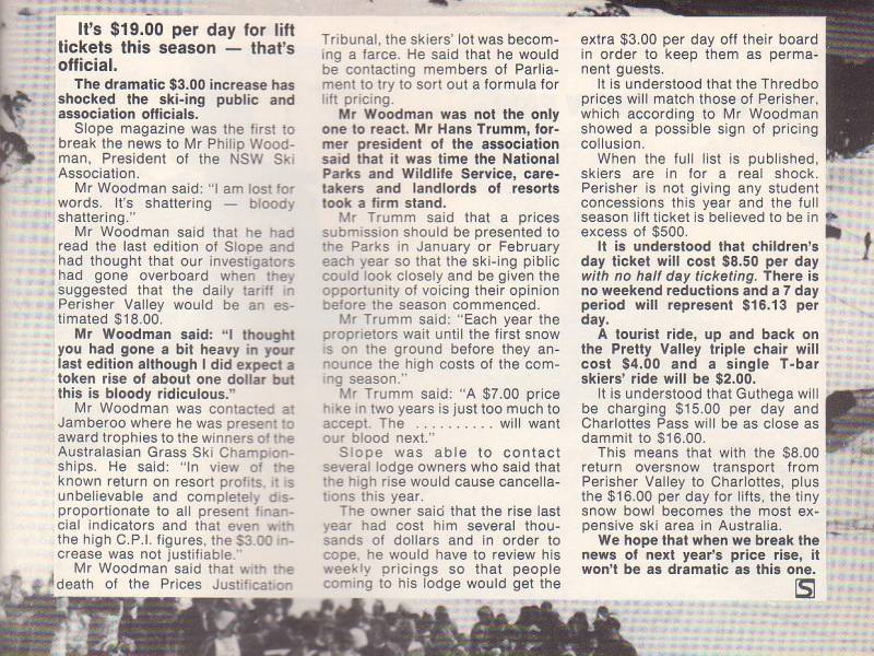 Lift Prices  - Slope ski mag - June-July 1981