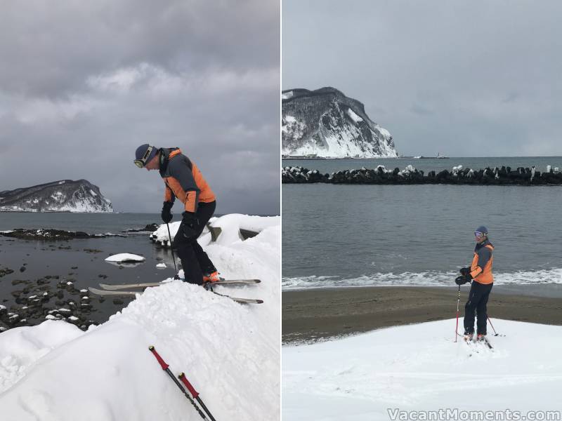 Rosco skiing on the beach (courtesy of Rob-san)